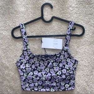 Zara Purple Flower Crop Top